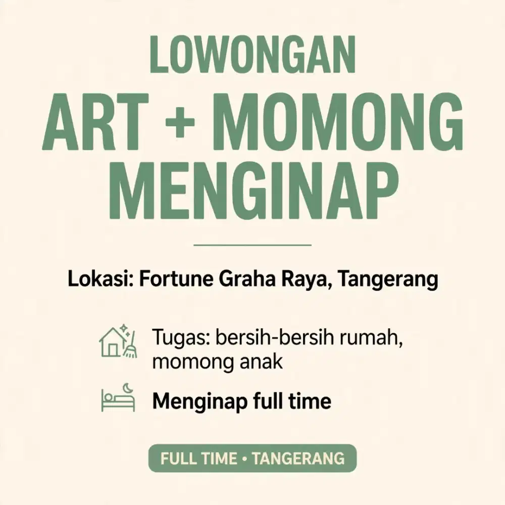 Lowongan ART MOMONG menginap di Tangerang