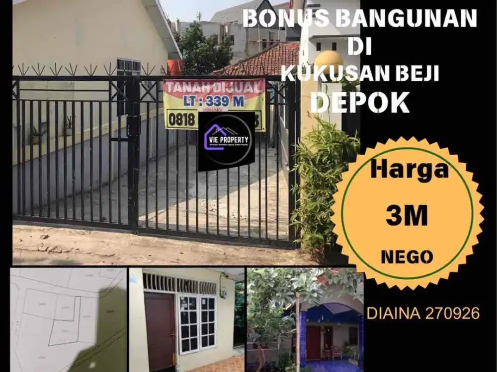 Tanah Bonus Bangunan di Beji Depok