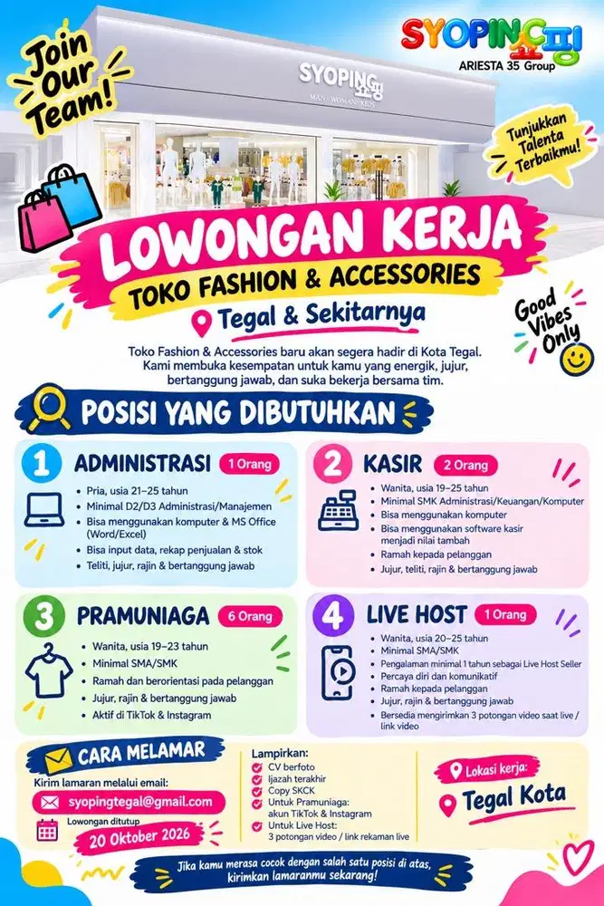 Lowongan Toko Fashion - Tegal kota