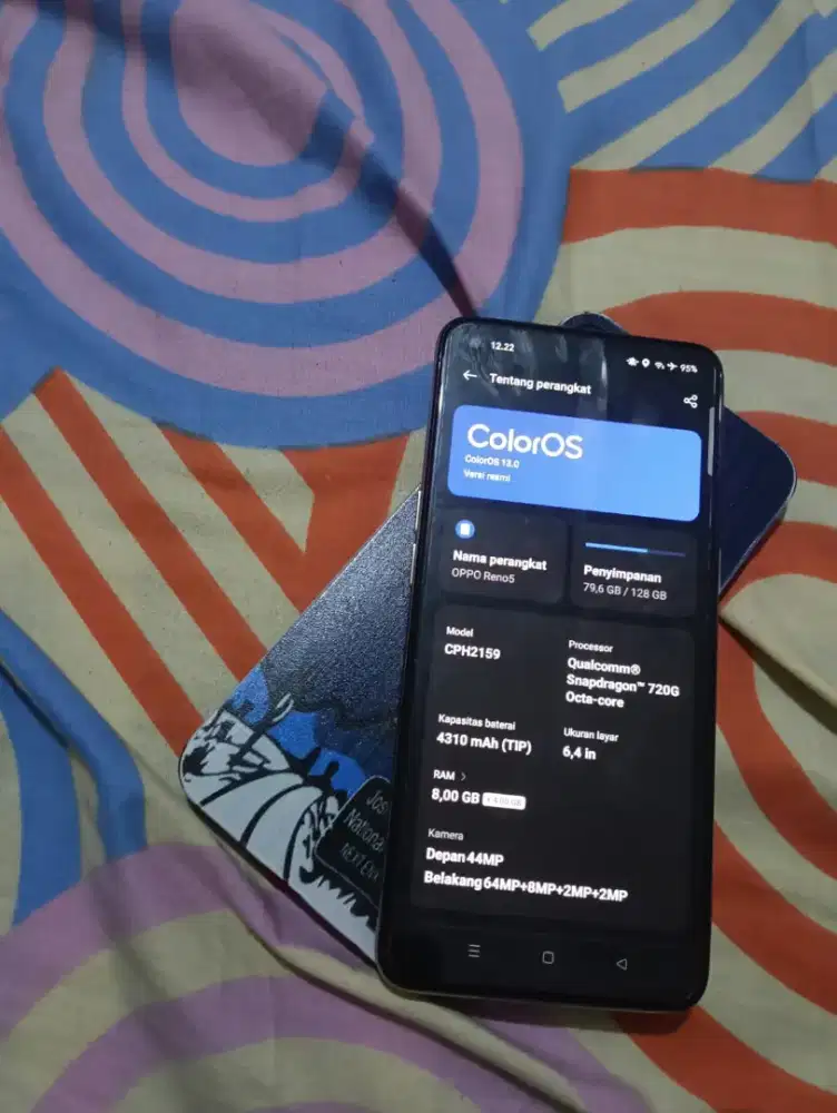 Oppo reno 5 8/128gb kmplit minus ff ga jalan hp nrml