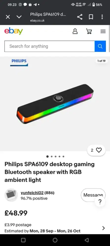 Philips Bluetooth Speaker SPA6109 with Hidden Microphone and RGB Light
