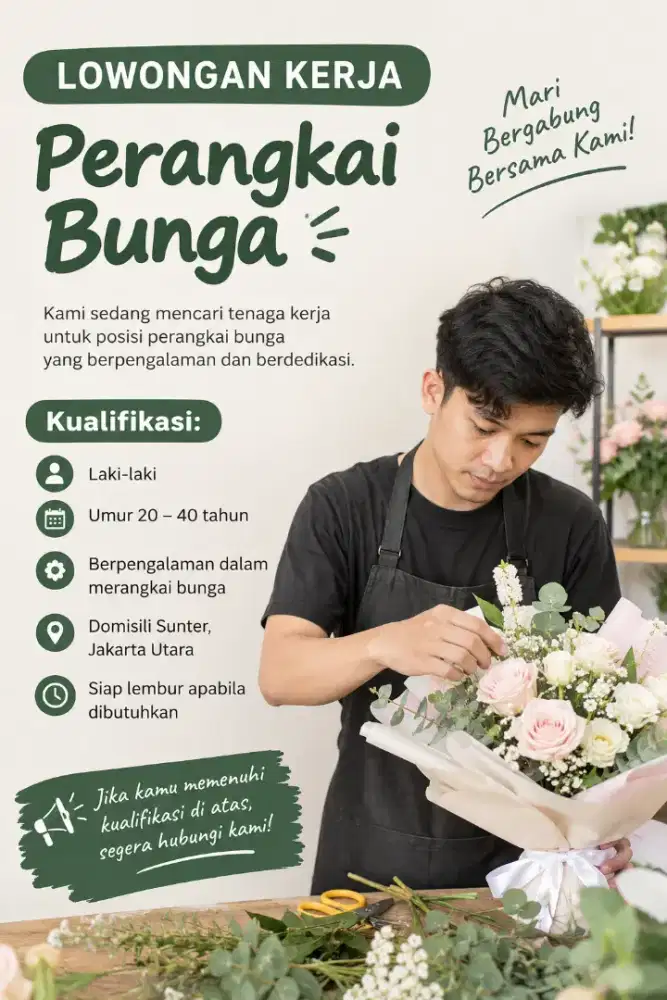 DIBUTUHKAN PERANGKAI BUNGA BERPENGALAMAN