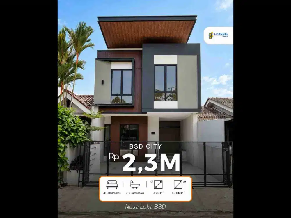 Jual Rumah Baru 2 Lantai SHM Dekat Pasar Modern BSD Nusaloka, An