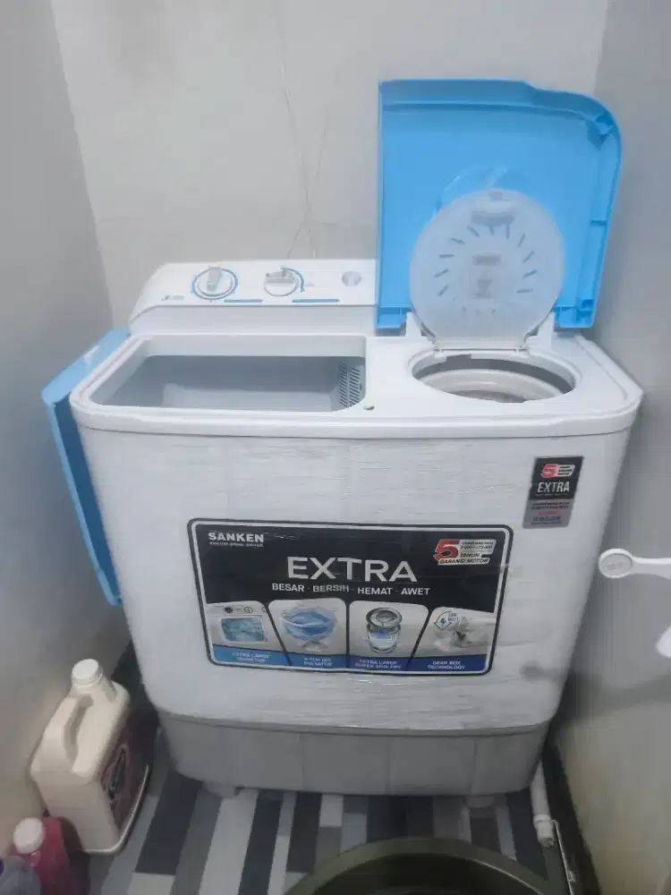 Mesin cuci 2 tabung /twin tub Sanken 9kg low watt