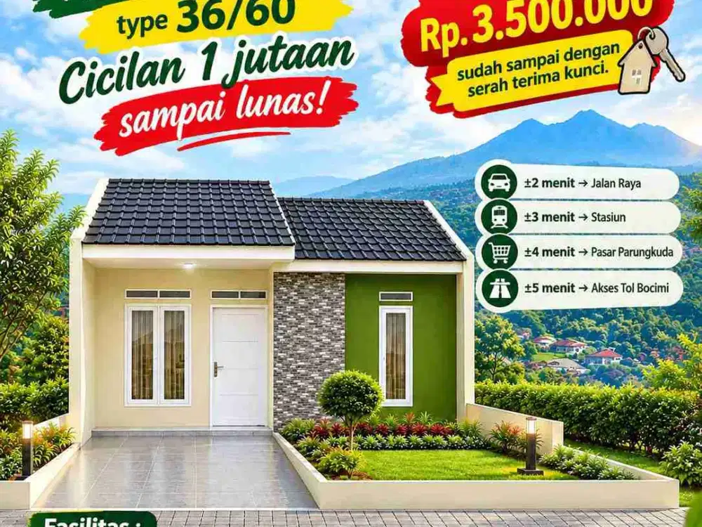 Dijual Rumah Subsidi Rasa Cluster Dengan Lokasi Paling Strategis