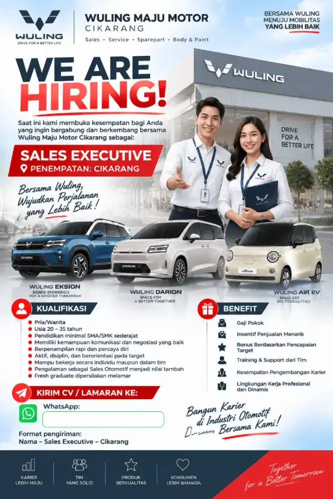 Lowongan Kerja Sales Wuling Cikarang Barat