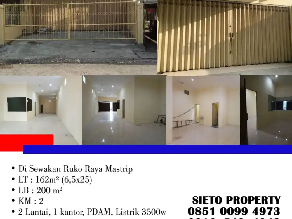 Di Sewakan Cepat! Ruko Raya Mastrip
