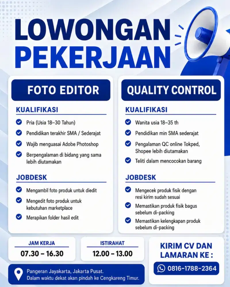 LOWONGAN QC & EDITOR