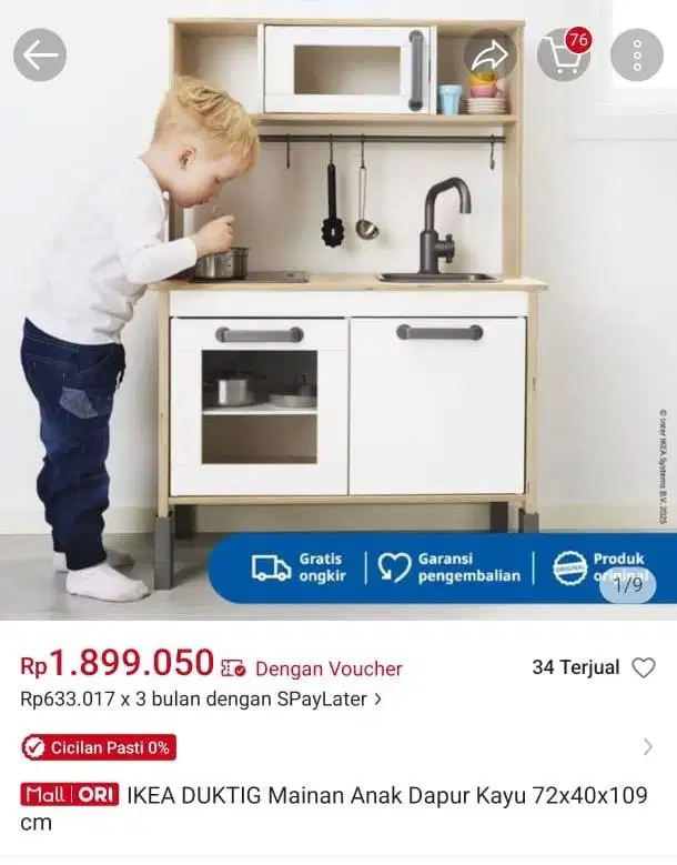 IKEA DUKTIG MAINAN DAPUR KAYU