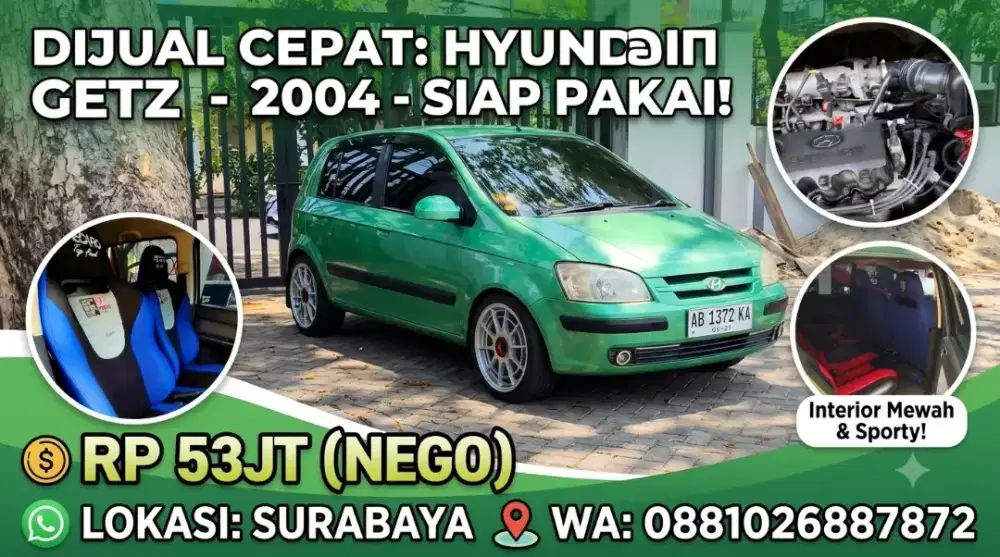 Getz 2004 GL hijau original siap luar kota sudah banyak peremajaan