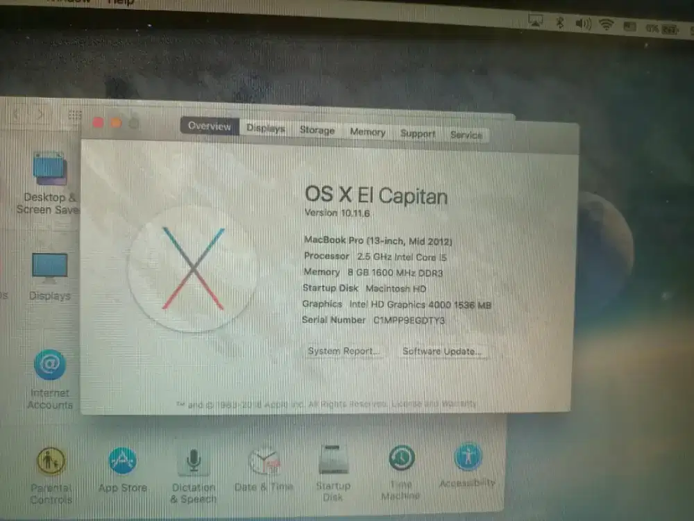 Macbook pro 2012 minus ada flek d layar sesuai d foto lainnya normal