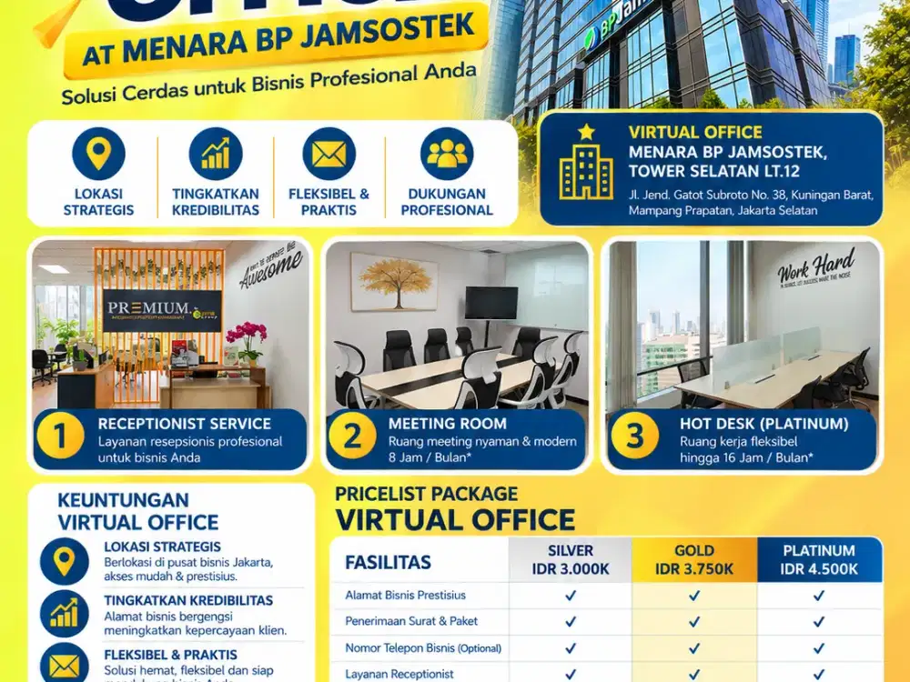 Virtual Office Eksklusif di Menara BP Jamsostek Gatot Subroto
