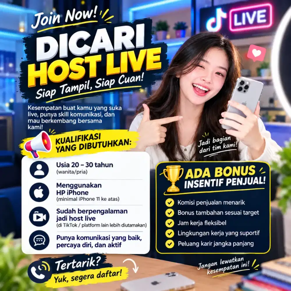 DIBUTUHKAN 2 ORANG HOST LIVE
