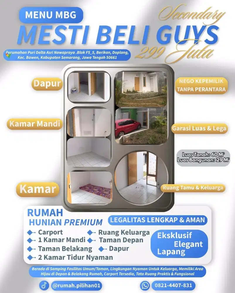 RUMAH NYAMAN DENGAN TAMAN DEPAN & BELAKANG