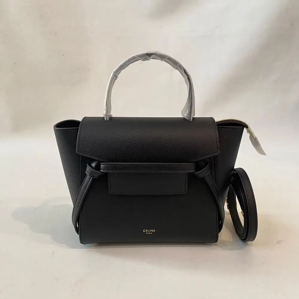nego preloved nano belt bag in grained calfskin black Authentic