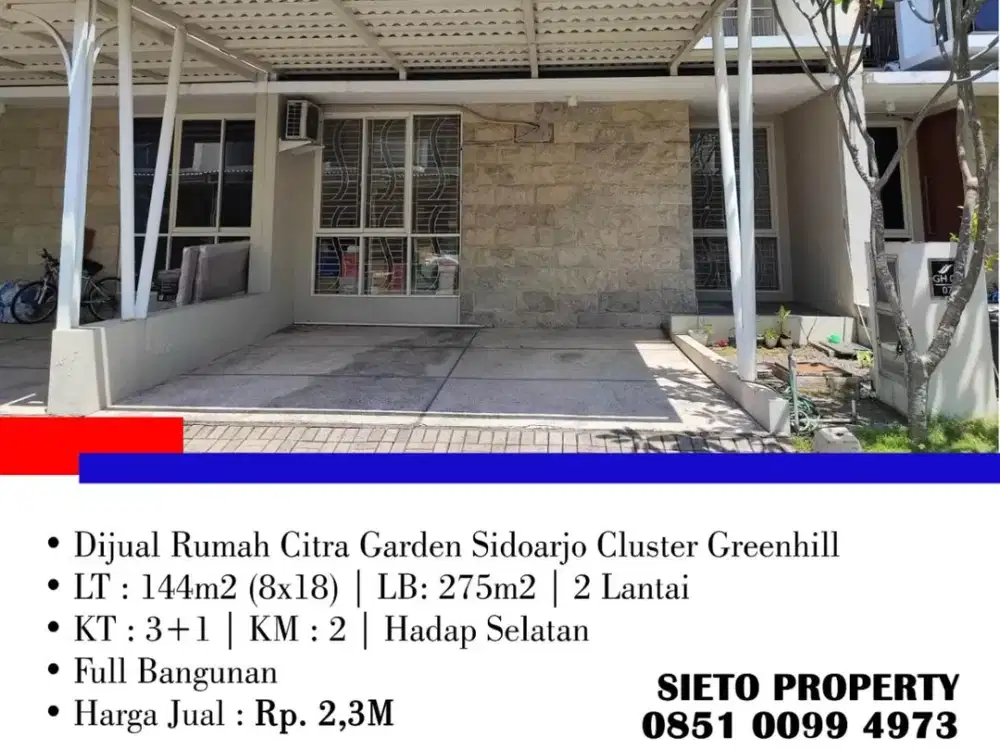 Dijual Cepat! Rumah Citra Garden Cluster Garden Hill