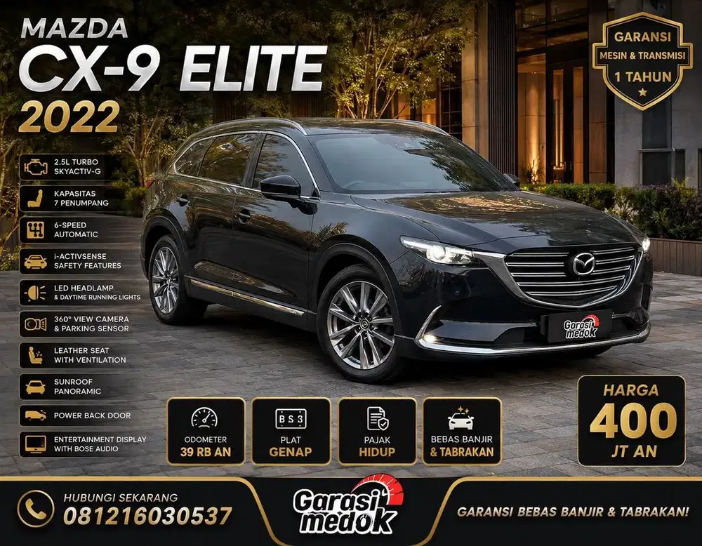 Mazda CX9 CX 9 CX-9 Skyactiv-G 2022 Antik Low KM Murah Bekas Genap