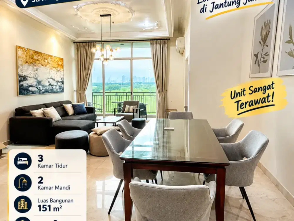 Dijual Apartemen Senayan Residence 3BR 151m2 View Golf Tower 3 Lantai 6