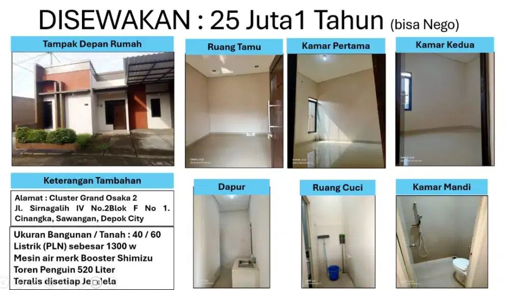 Disewakan rumah cluster