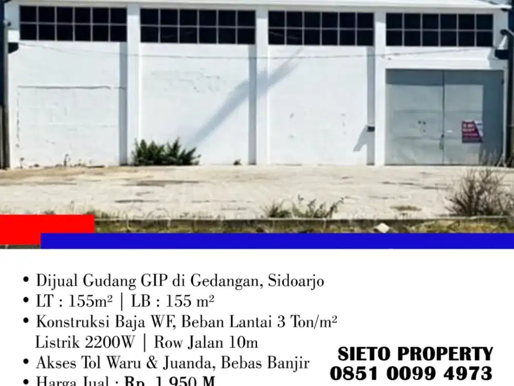 Dijual Cepat! Gudang GIP di Gedangan, Surabaya
