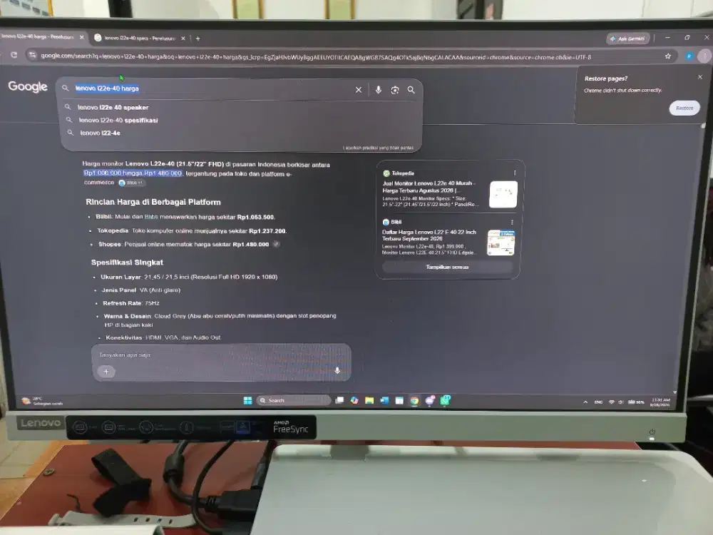 Dijual monitor L22e-40