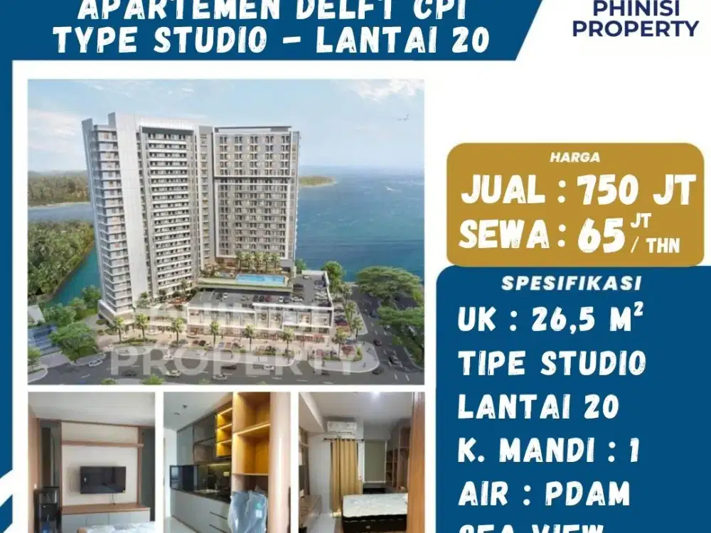 Apartemen DeFleet CPI Makassar – Studio Lantai 20, Sea View JUAL / SEWA | FULL FURNISHED | VIEW LAUT