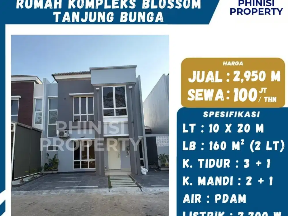 Rumah 2 Lantai Dijual di Kompleks Blossom Tanjung Bunga – Makassar