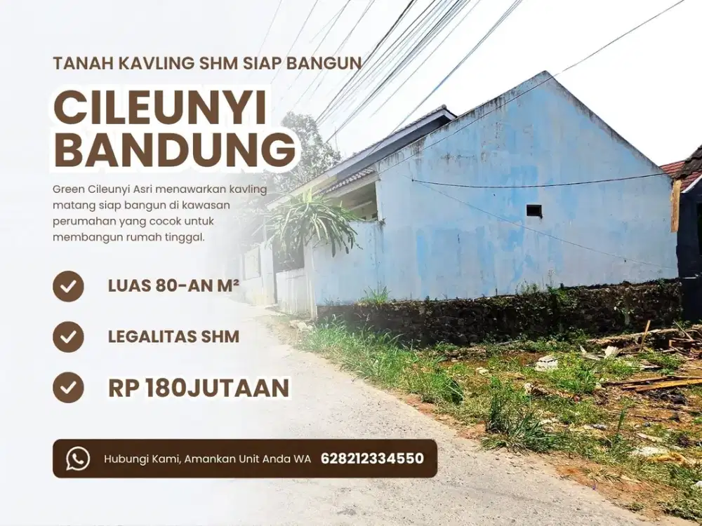 Kavling Tanah  Luas Mulai 80-an m² Harga Mulai 180 jutaan Dekat Cibiru Cileunyi