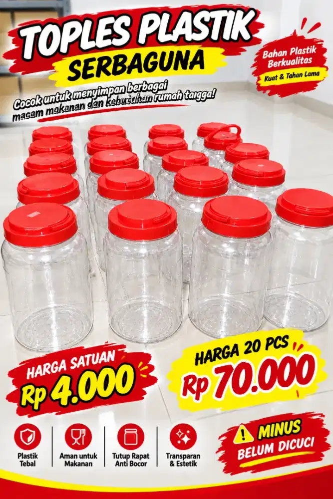 Toples Plastik 2 liter dengan tutup