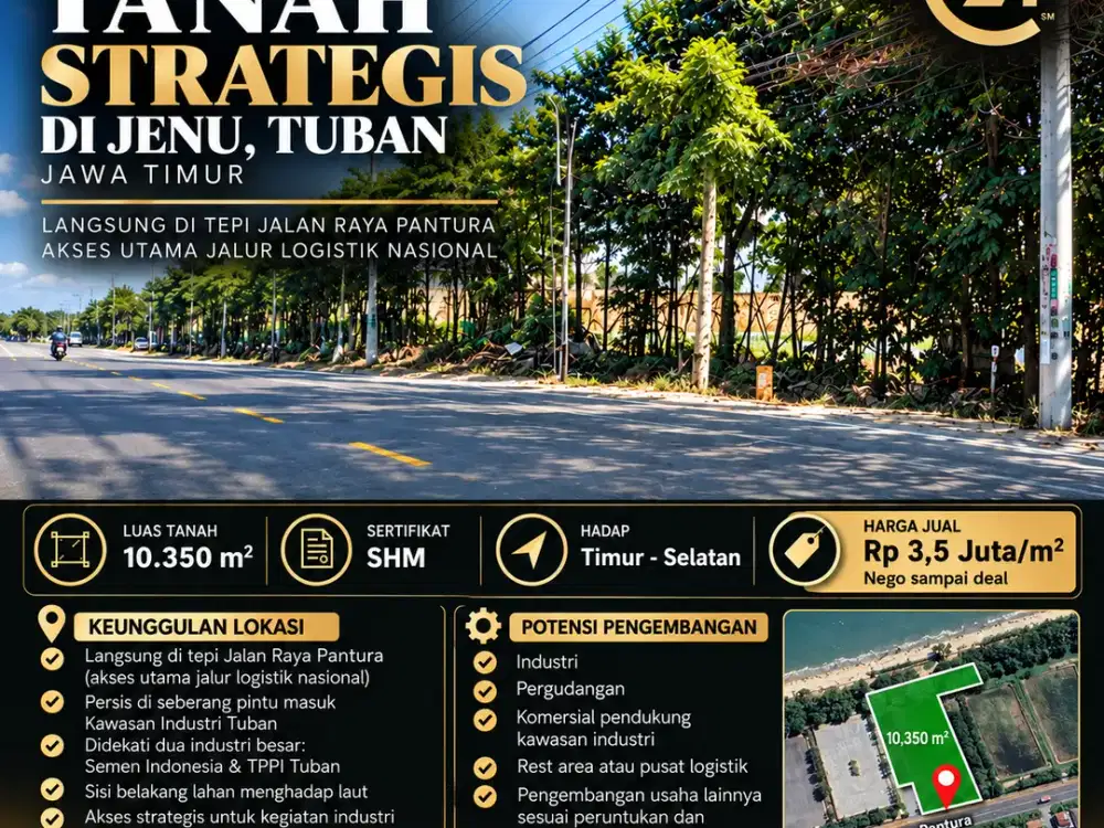 DIJUAL TANAH STRATEGIS DI JENU – TUBAN, JAWA TIMUR