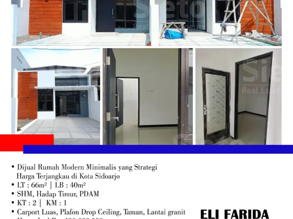 Dijual Rumah Modern Minimalis yang strategis dengan Harga Terjangkau di Kota Sidoarjo