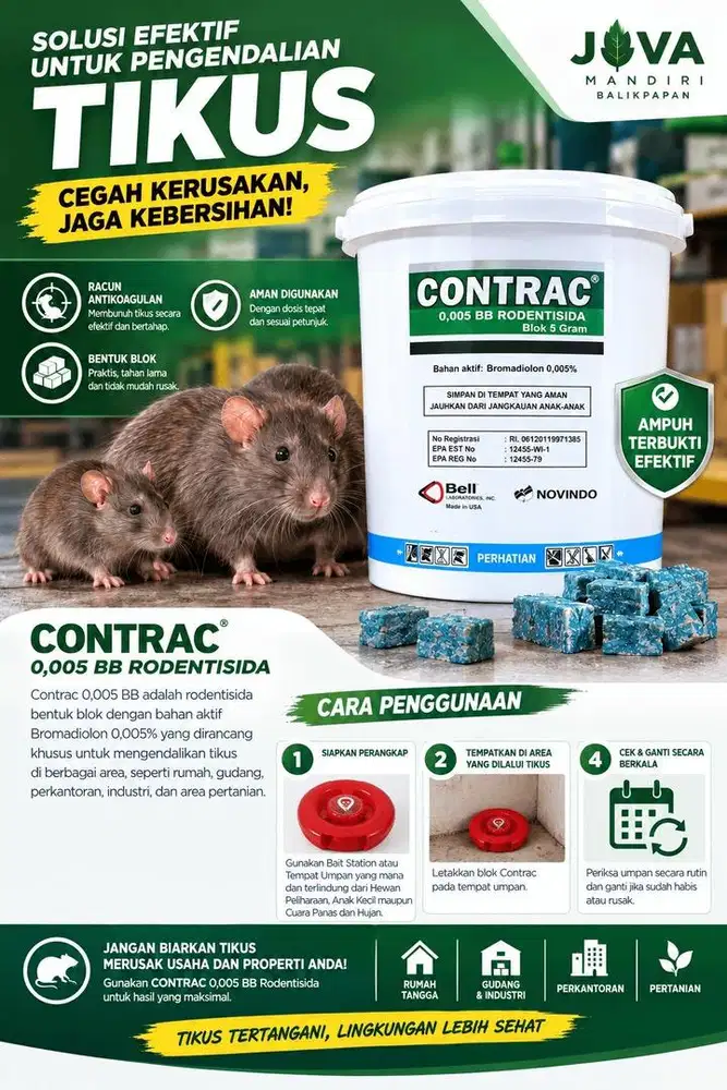 Racun Tikus Pest Control Balikpapan - CONTRAC 0,005 (RODENTISIDA) 1 KG