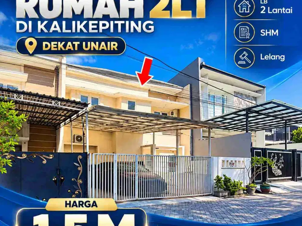 Dijual Termurah Lelang Rumah 2lt Minimalis di Kalikepiting dekat Unair