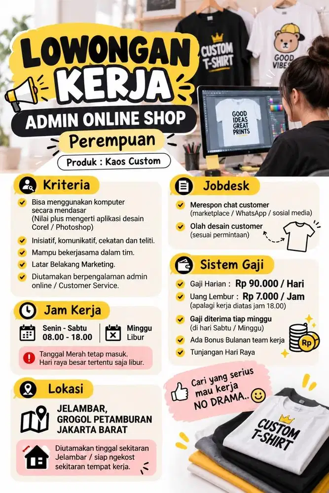 Lowongan Admin Online Shop / Custamer Service