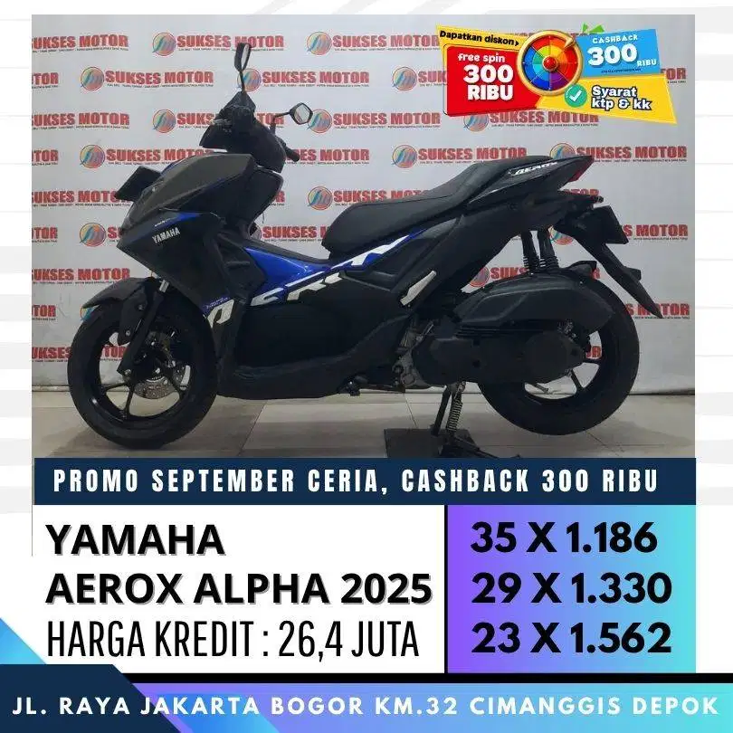 YAMAHA AEROX ALPHA 2025 MULUS KM LOW KREDIT PROMO CASHBACK 300