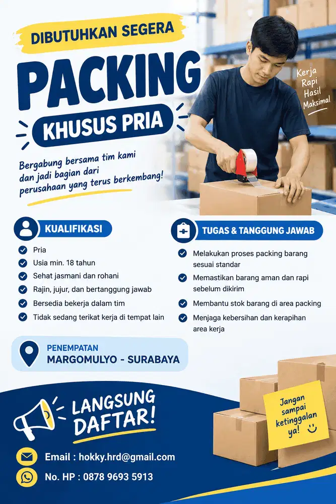 LOWONGAN KERJA PACKING URGENT