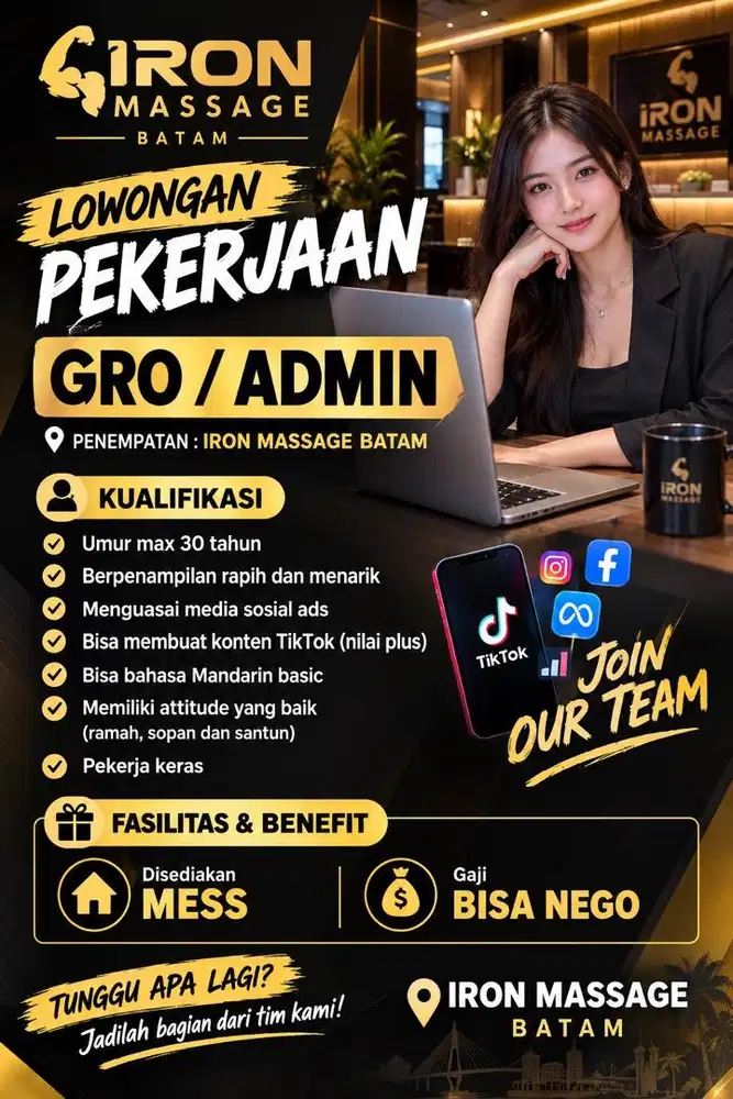 Lowongan admin/GRO Iron massage