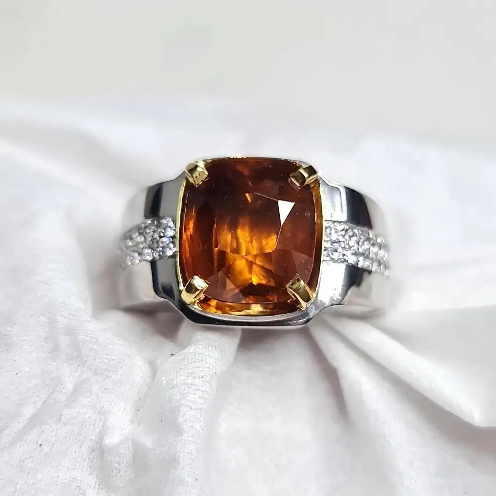 Certified!! Unheated 9.85 CT Brown Sapphire Silver Handmade Mens Ring