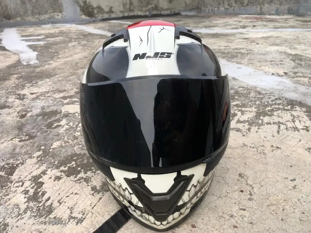 HELM FULL FACE NJS SKULL BANDIT DOUBLE VISOR MULUS ORIGINAL