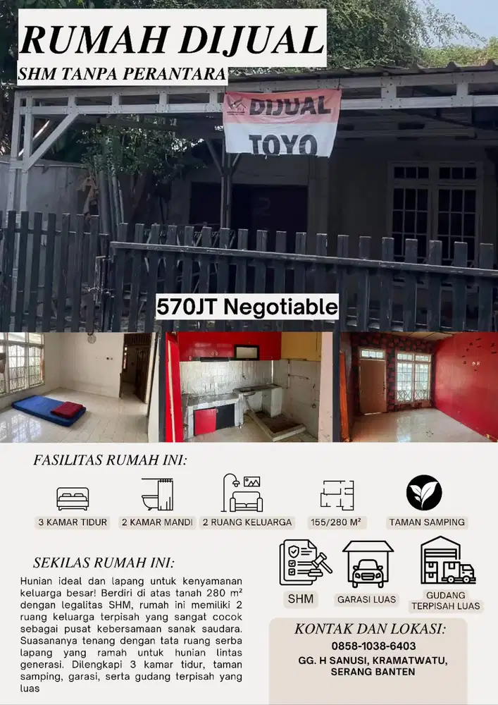 [DIJUAL] RUMAH SHM SERBA LAPANG DI KRAMATWATU COCOK UTK KELUARGA BESAR