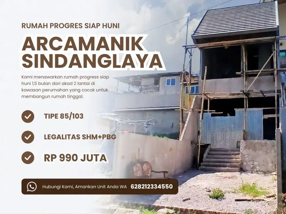 Rumah Baru Siap Huni 2 lantai Arcamanik Mandalajati SHM Split Dekat Sport Jabar
