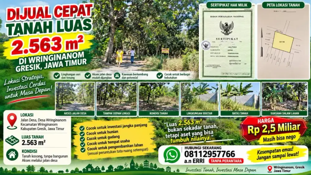 Tanah strategis di Gresik