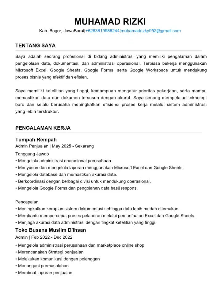Cari Pekerjaan pengalaman sebagai admin