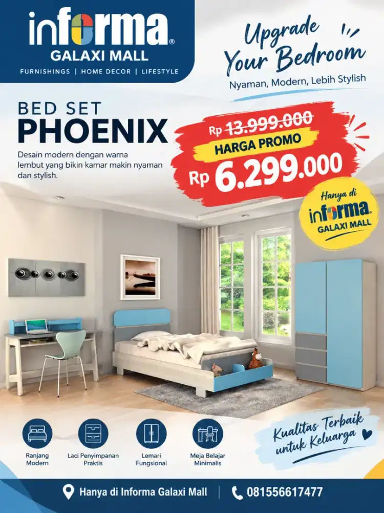 Jual bed set kondisi baru