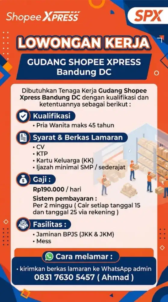 Lowongan Kerja Gudang Shopee Bandung DC
