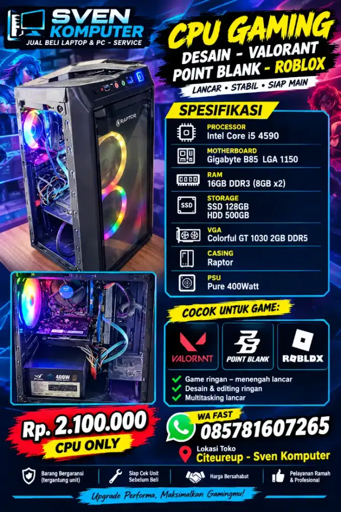 Cpu gaming desain valorant point blank roblox