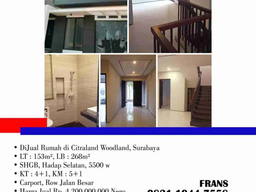 DiJual Rumah di Citraland Woodland, Surabaya