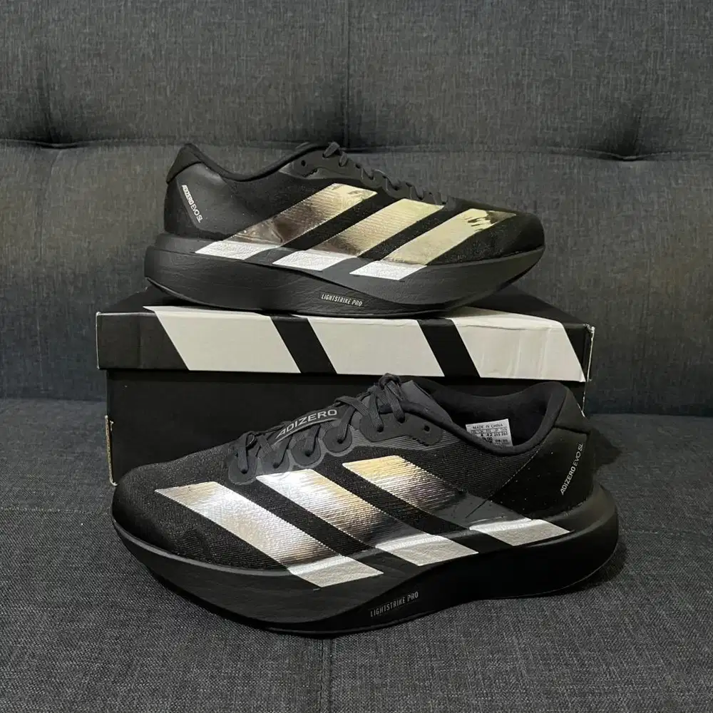 Adidas Adizero EVO SL Black Iron Size 42 BNIB Original Sepatu Running
