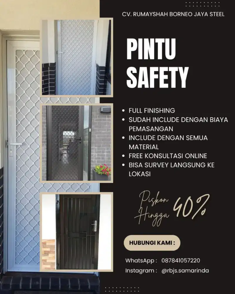 PINTU SAFETY BESI MINIMALIS | KOKOH, AMAN & CUSTOM