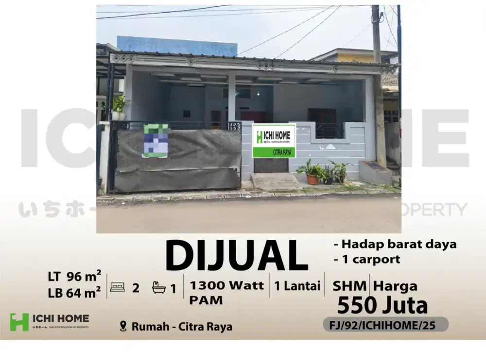 Dijual dan Disewakan Rumah Cantik Siap Huni Super Murah Sudah SHM Lokasi Strategis di Citra Raya Tangerang